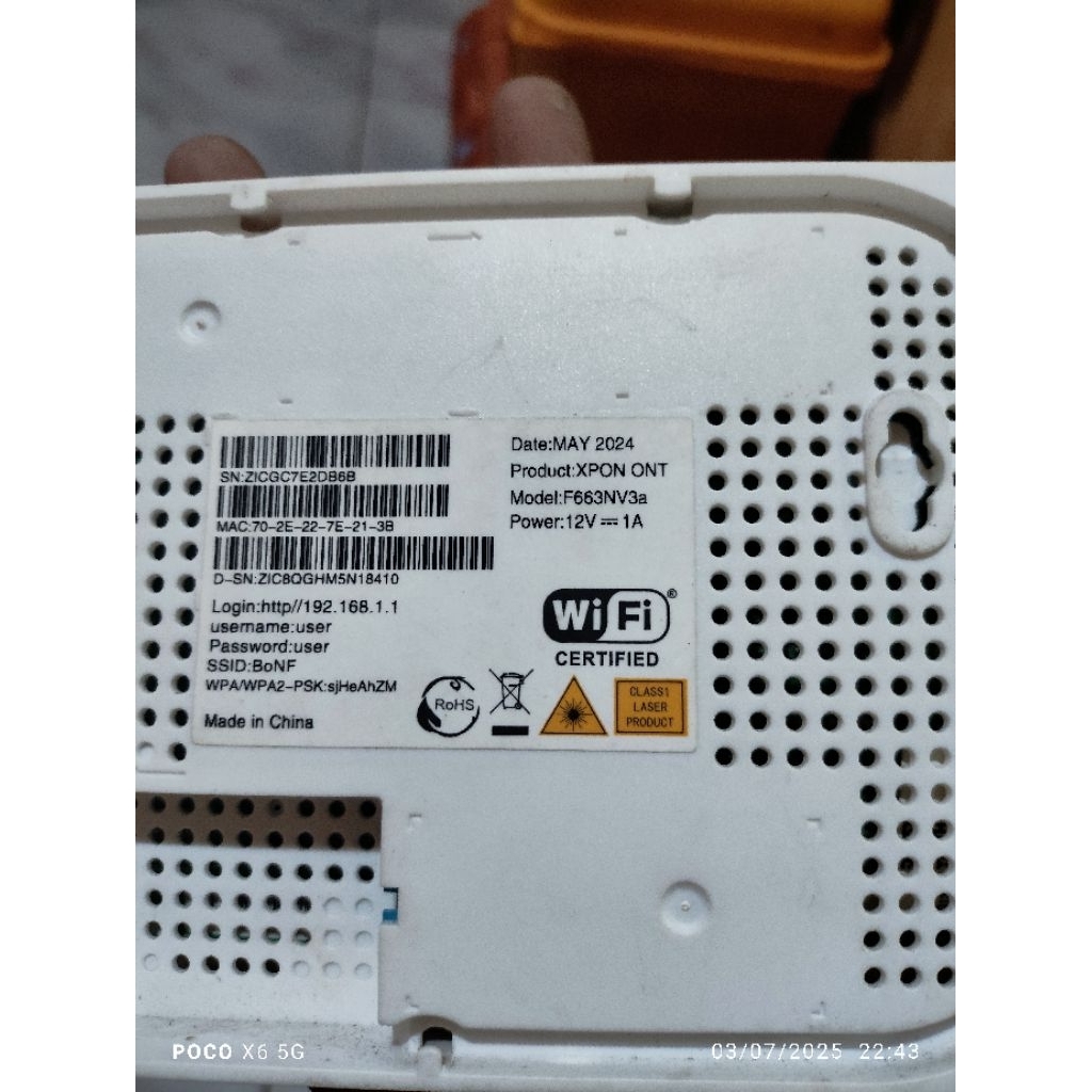 ZTE XPON F663NV3A KONDISI BEKAS