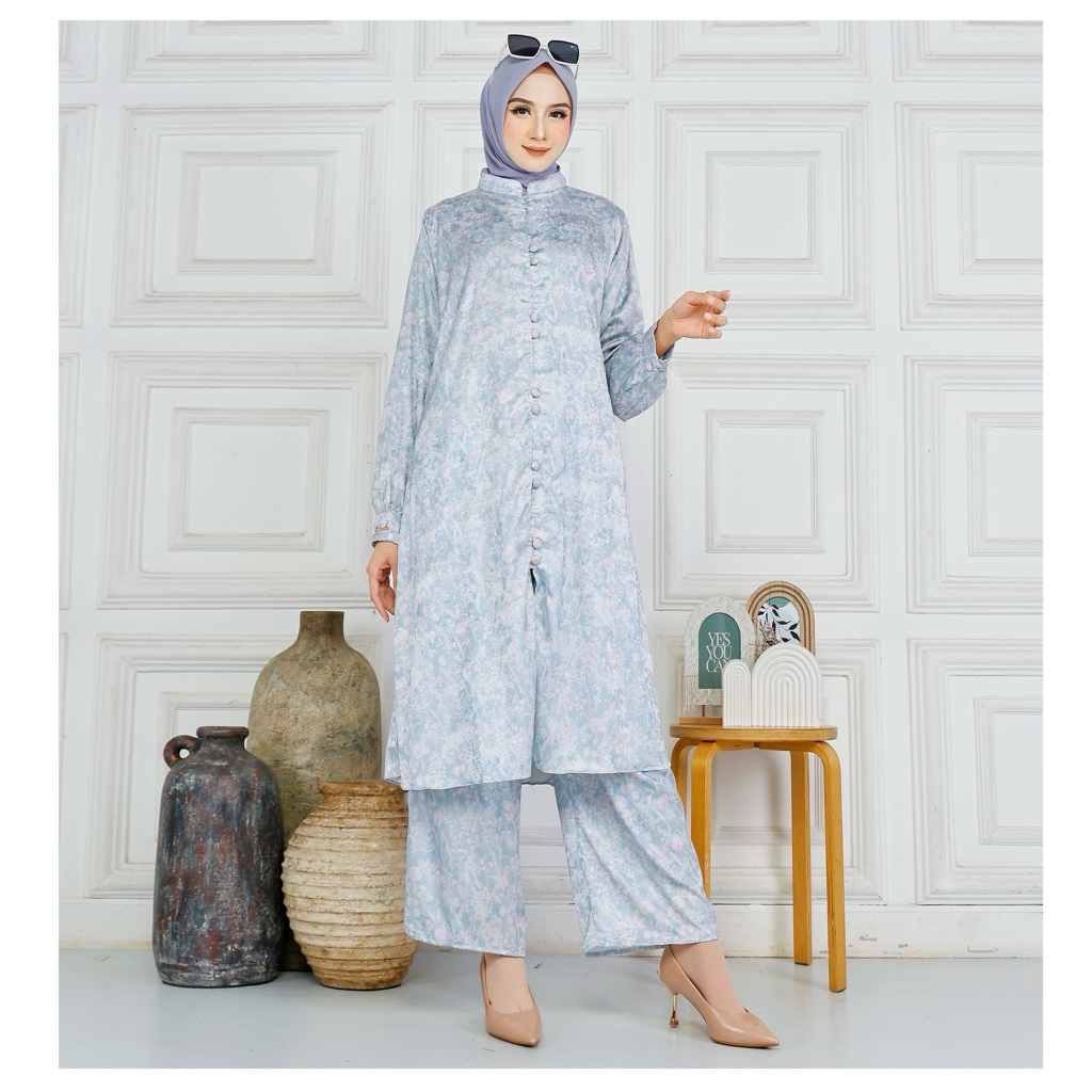 Khemari Thya Series - Setcel Elegan - Setelan Kulot Simple - Setelan Celana Mewah - Setelan Long Tun