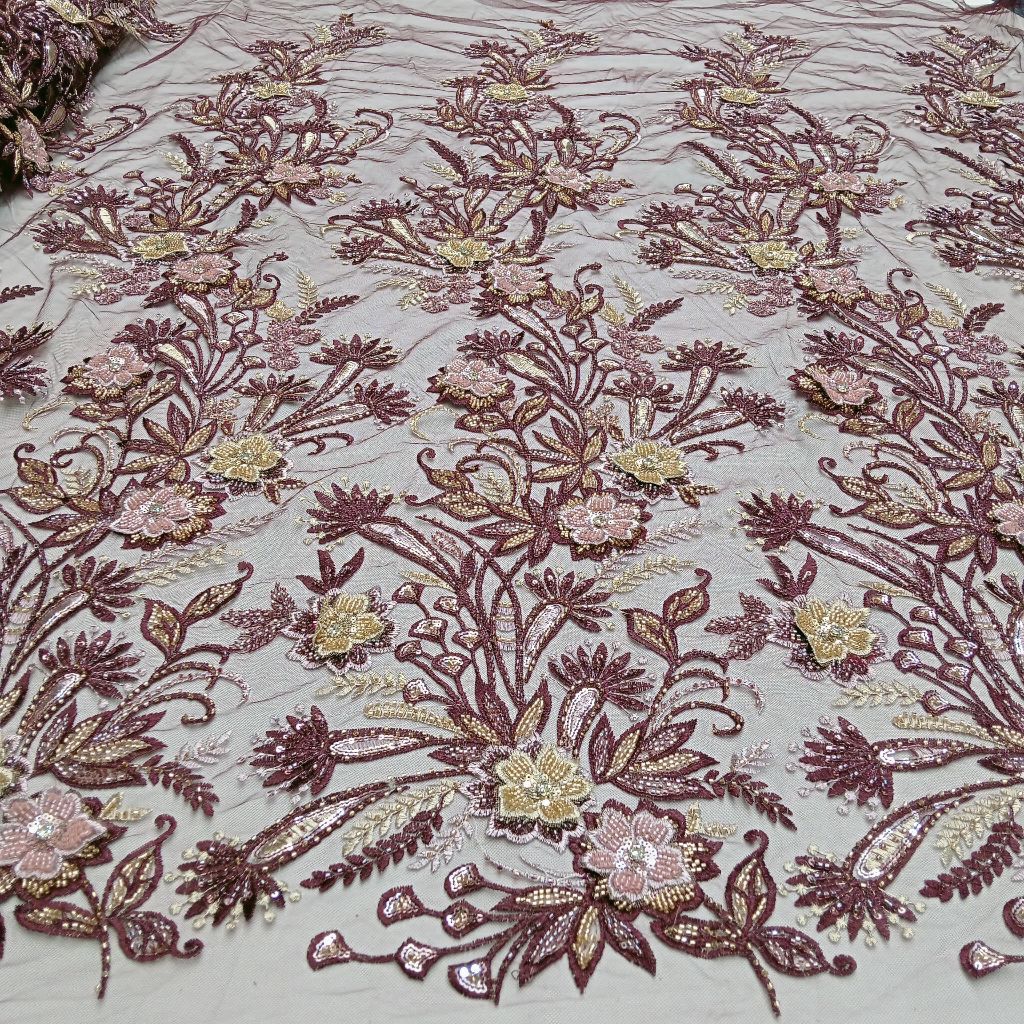 Kain Tulle Payet 3D Jepang / Bahan Kebaya Payet Mewah