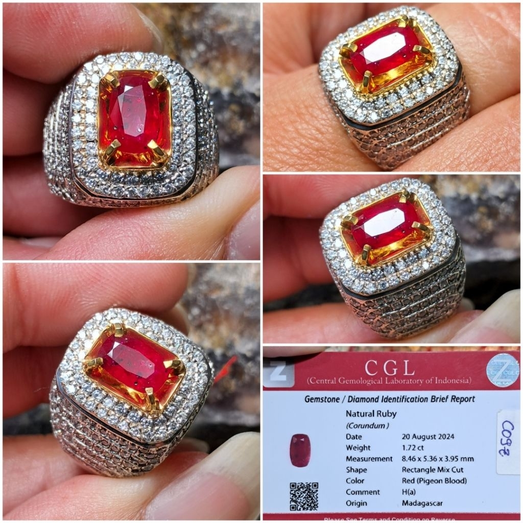 Natural Red Ruby Madagascar Heat A 1.72cts memo CGL