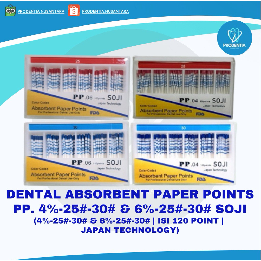 DENTAL ABSORBENT PAPER POINTS SOJI 4% 25# 30# & 6% 25# 30# - 120 Point