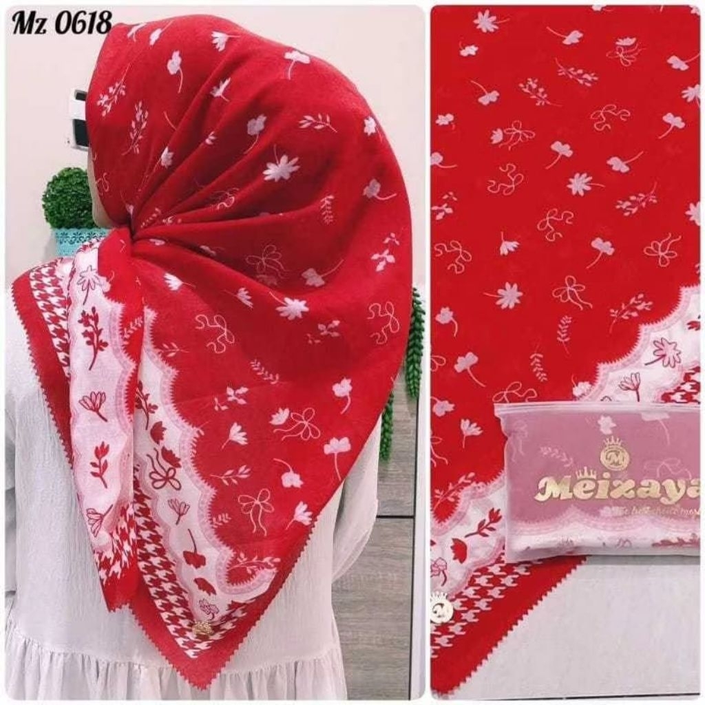 Hijab Voal Motif Agustus / Jilbab Merah Putih