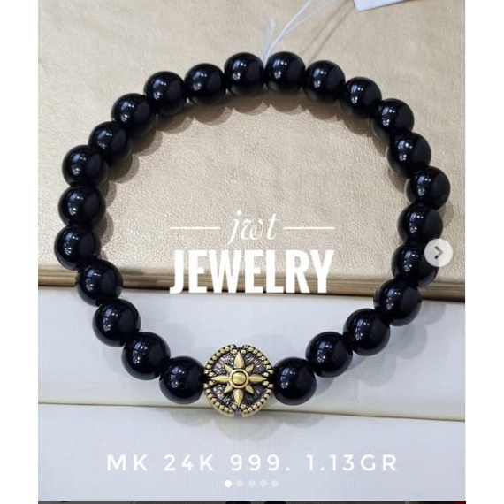 GELANG TANGAN CHARM EMAS HITAM 24K 24KARAT 24 KARAT BLACK GOLD MATA ANGIN KOMPAS COMPASS UNIK ANTIK 