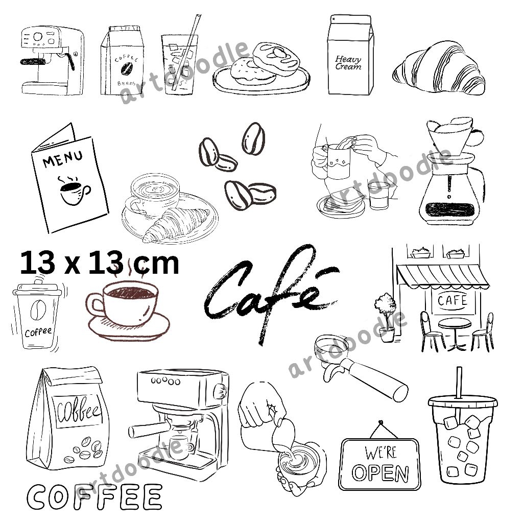 

[Artdoodle] Kertas Doodle Cafe Art Paper bisa Cat Air Tebal 310 Gsm Size 13 x 13 cm gambar Coffee Doodling Kopi / tutorial latihan gambar / Bullet Journaling Bujo / mewarnai anak dewasa / Kids Adult Coloring