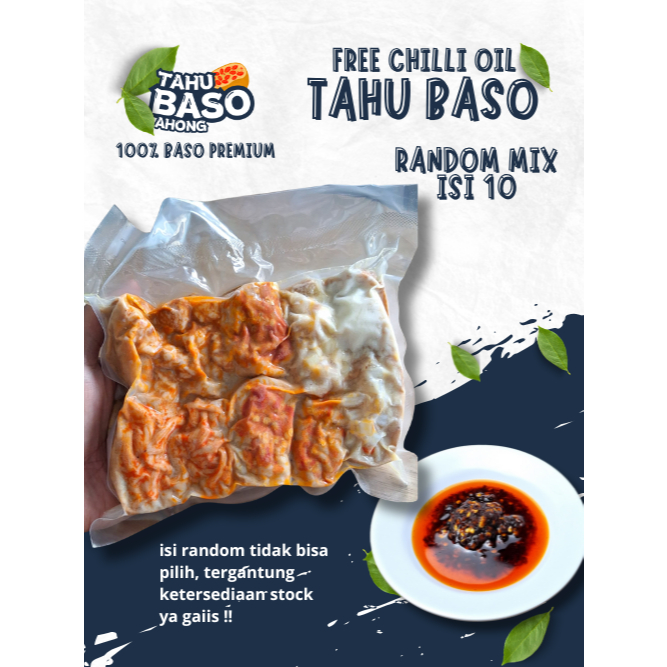 

Tahu Baso Premium Toping MIX random 10 pcs – Daging Asli 100% + Free Sambal Chilli Oil /Spicy Mayo