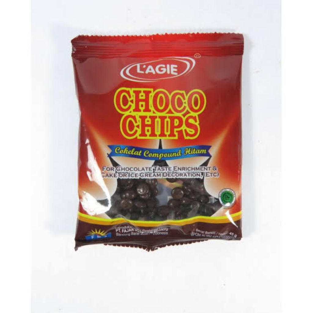 

L'agie Choco Chips Cokelat Compound Hitam 45g
