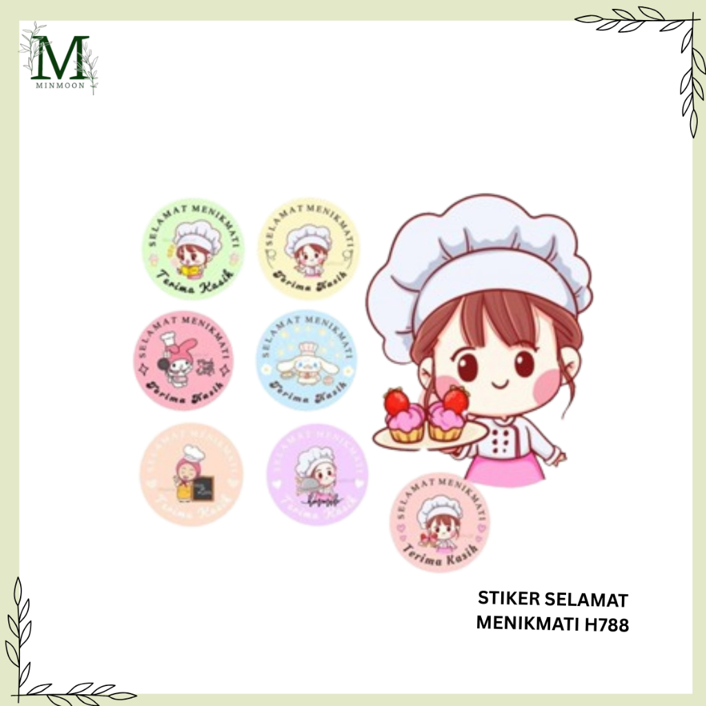 

MINMOON - STIKER SELAMAT MENIKMATI H788 STICKER BULAT ROLL MAKANAN KUE THANK YOU TERIMA KASIH 500 PCS STIKER TERIMA KASIH SEAL LABEL ROLL HAPPY BIRTHDAY STICKER, STIKER KERTAS TERIMAKASIH