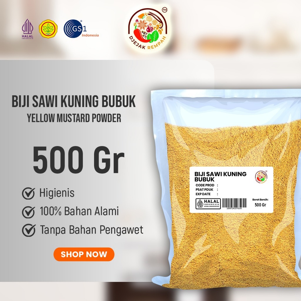 

Biji Sawi Kuning Bubuk / Yellow Mustad poweder (Kemasan 100 Gr-500 Gr)