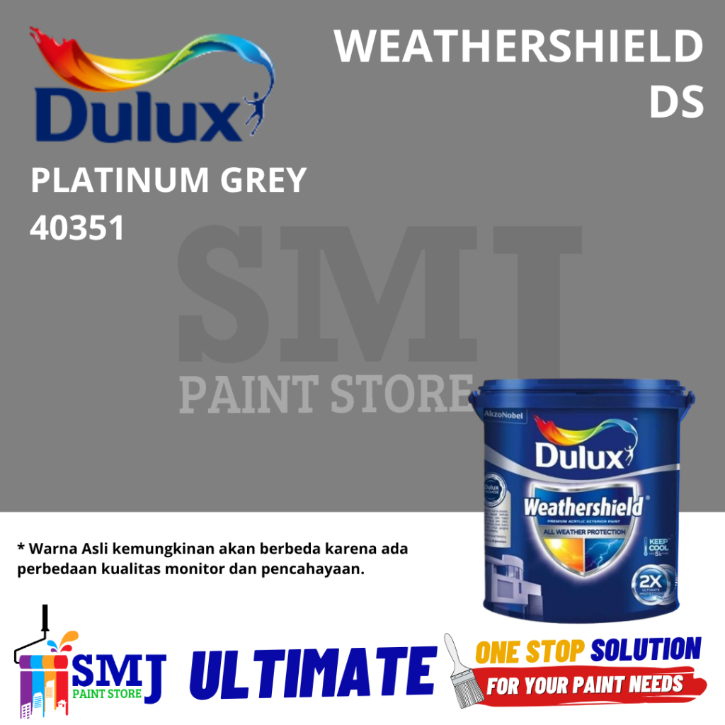 Cat Tembok Eksterior DULUX WEATHERSHIELD Warna Platinum Grey 40531 2,5L