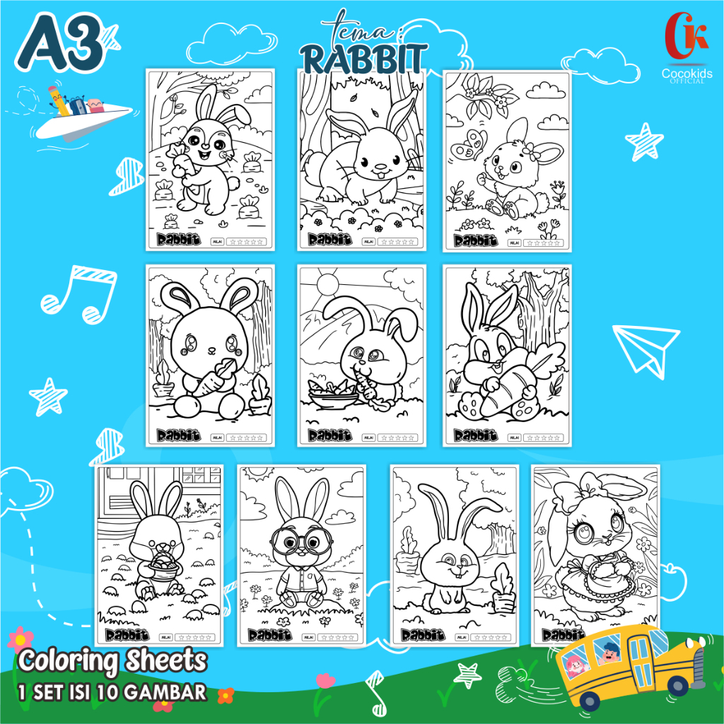 

KERTAS MEWARNAI ANAK A3 - COLORING SHEETS HEWAN 01 - LEMBAR MEWARNAI ANAK PAUD/TK/SD