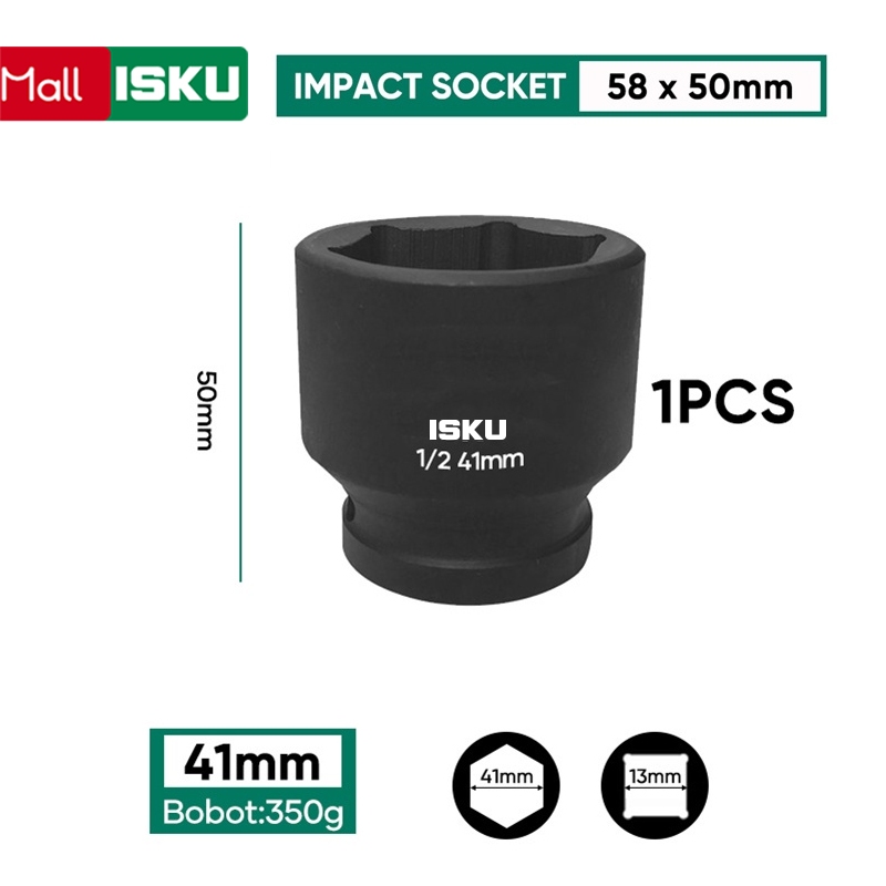 ISKU Kunci Mata Shock Impact 1/2 Inch 41mm Mata Shock Impact/Impact Socket Impact 41mm