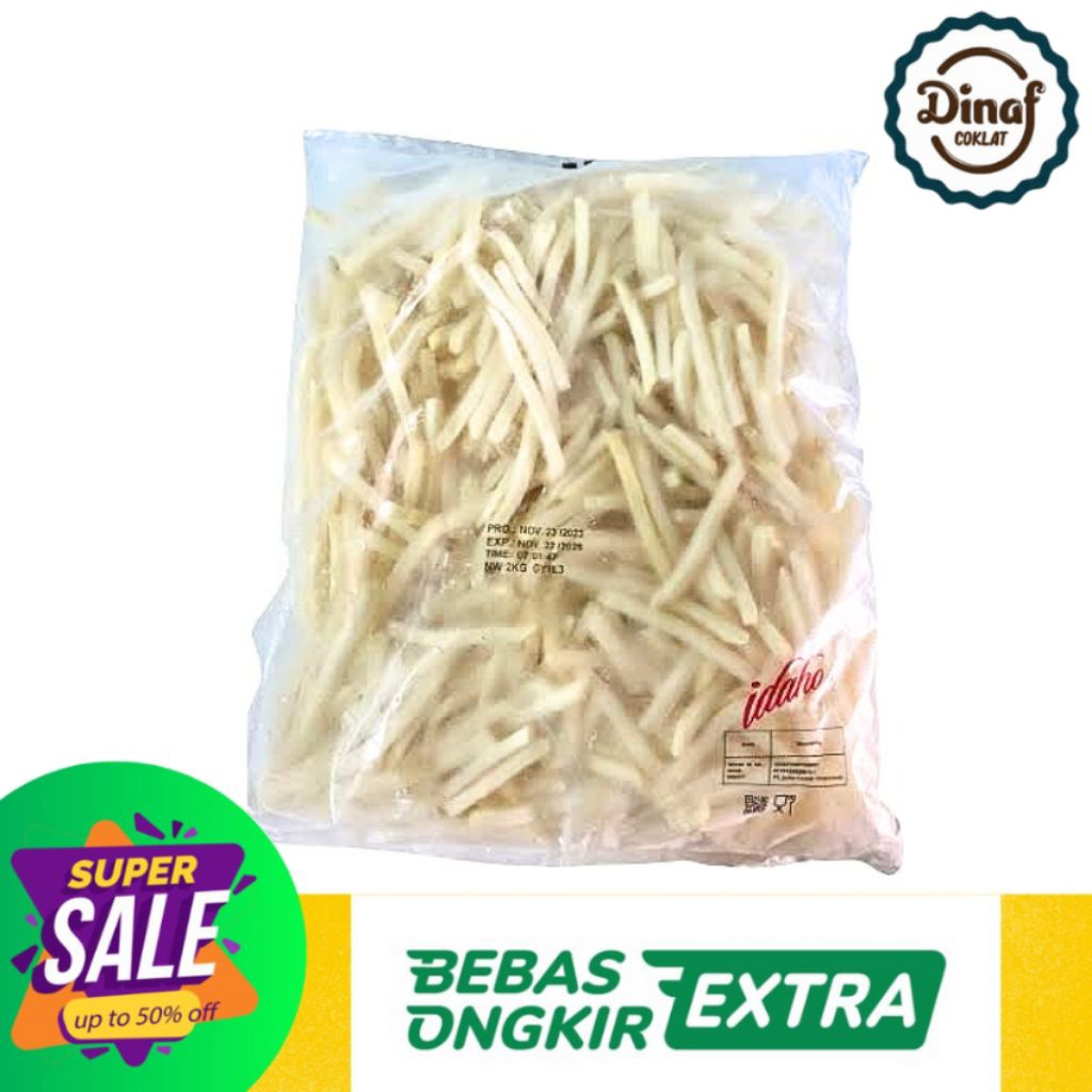 

IDAHO Kentang Goreng Frozen Premium 500 Gr – 2 Kg | Kentang Beku Super Renyah Siap Goreng