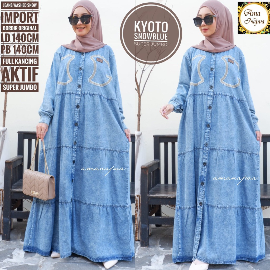 GAMIS SUPER JUMBO JEANS JINS PREMIUM || GAMIS SUJU JEANS ORIGINAL BY AMA NAJWA || KYOTOO DRESS JUMBO