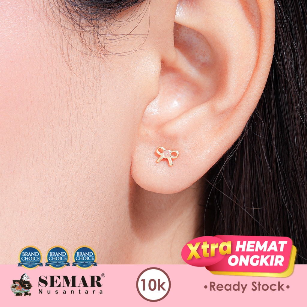 Anting Emas Tindik Flower Coquette Gold 10K Semar Nusantara