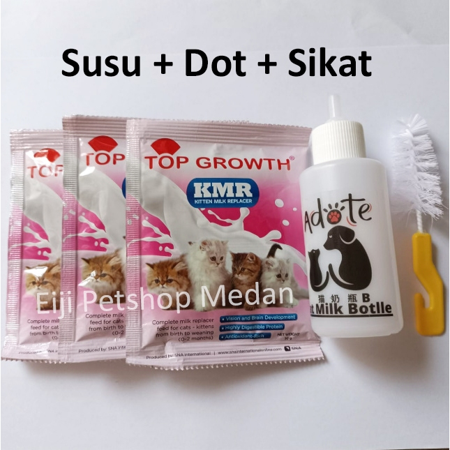 Bayi Kucing Susu + Dot + Sikat Dot Bayi Kucing Susu Bayi Kucing Top Growth Dot Set Kucing