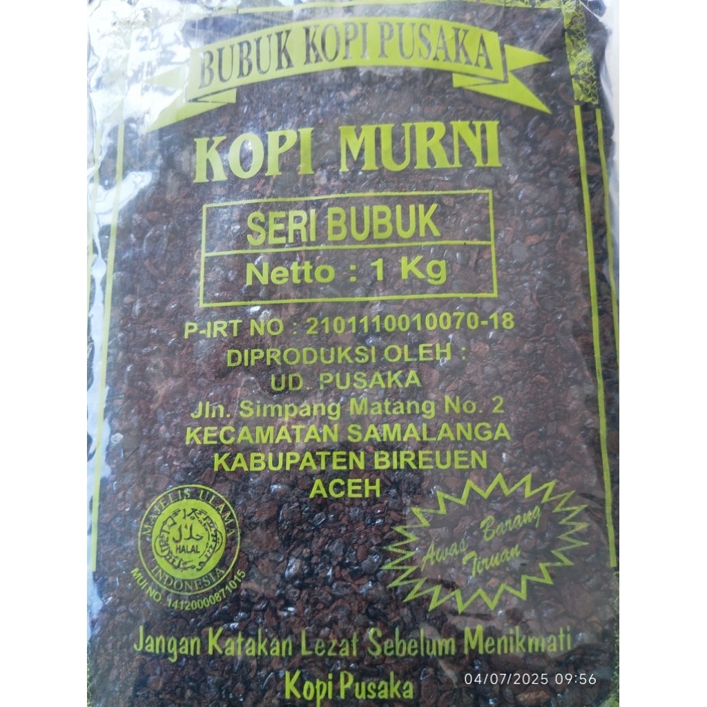 Bubuk Kopi Saring Pusaka Aceh Spesial Kualitas No 1