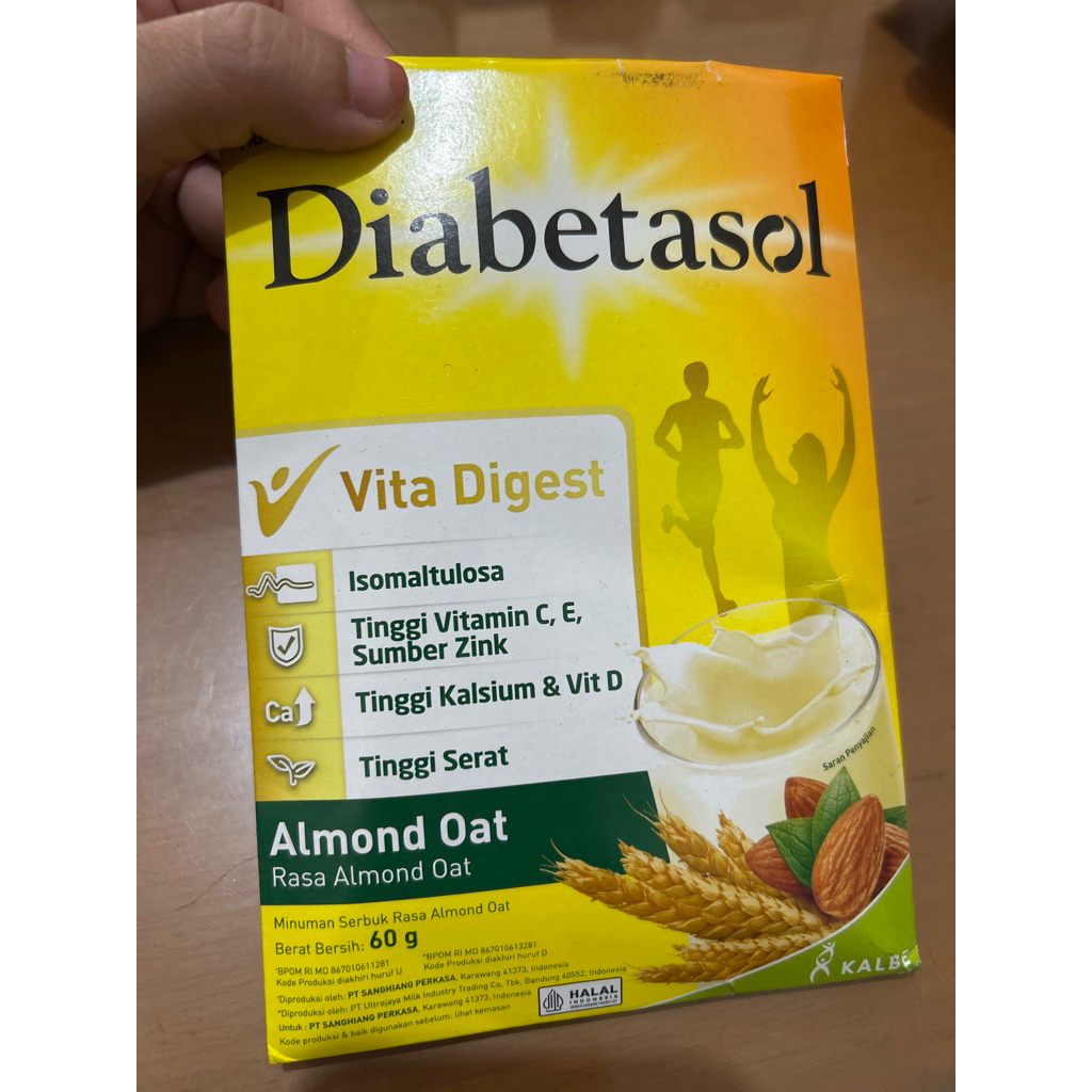 

Diabetasol 60 gram , Susu Diabetasol 60 gram rasa almond oat expired 30 april 2026