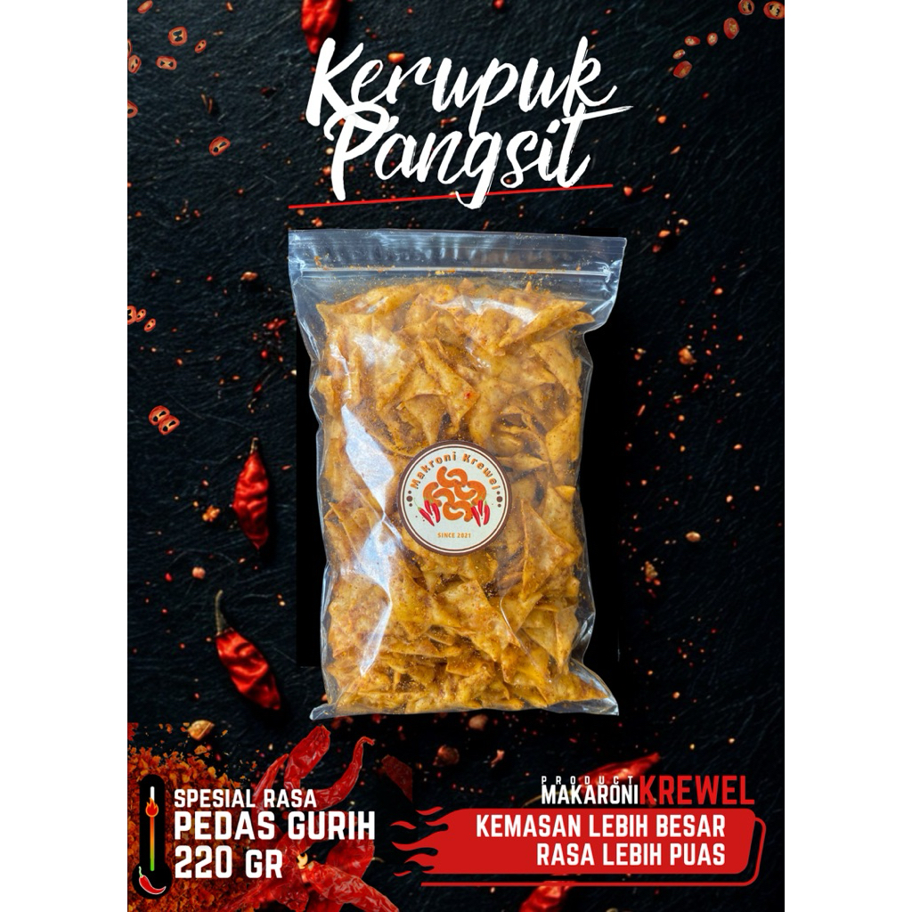 

Makaroni Krewel - (Kerupuk Pangsit Kemasan Plastik Ziplock Besar)
