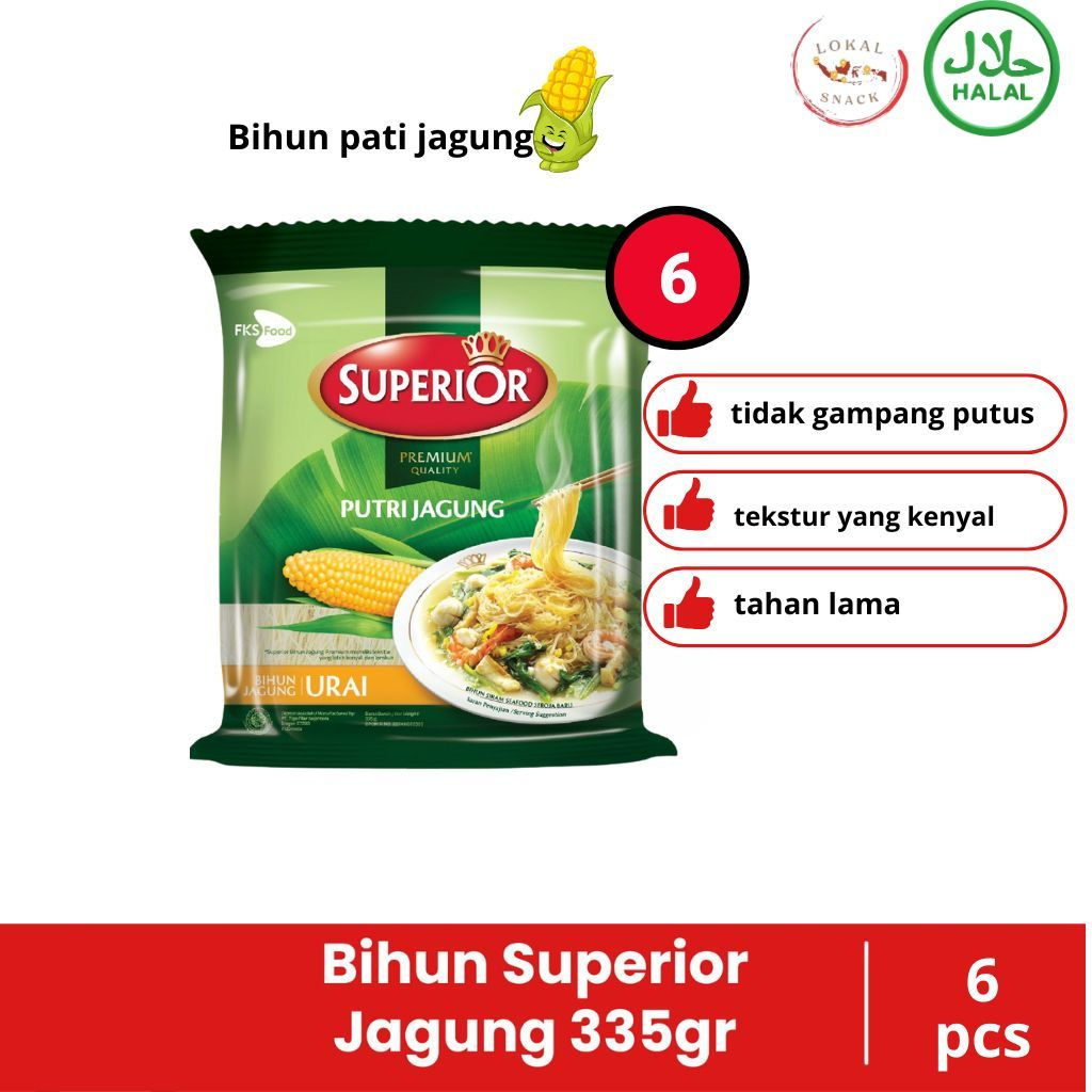 

Bihun Superior - Bihun Jagung isi 12 Keping - paket 335gr x 6pcs