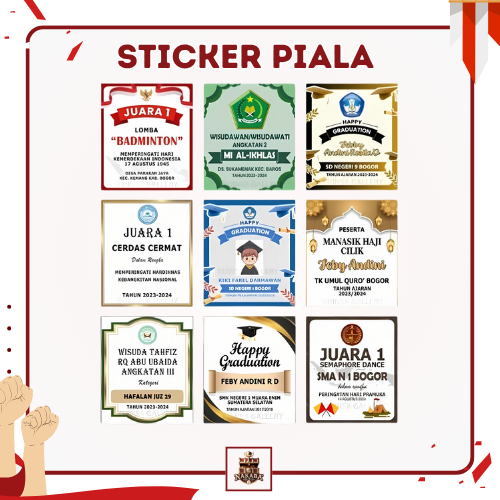 

Stiker Piala Akrilik Custom Ukuran 6 X 7 Cm | Wisuda Pramuka Manasik Haji Kemerdekaan Kejuaraan Penghargaan