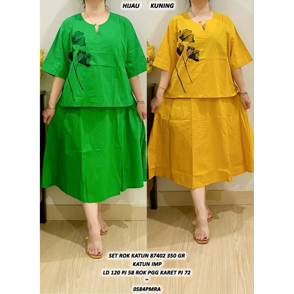 Setelan rok wanita jumbo katun import new model 87402