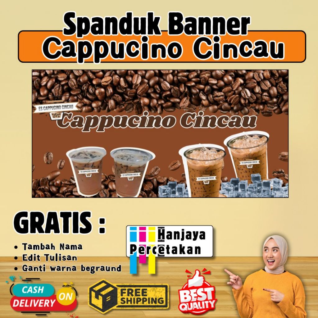 SPANDUK JUALAN ES CAPUCINO CINCAU | BANNER JUALAN MINUMAN