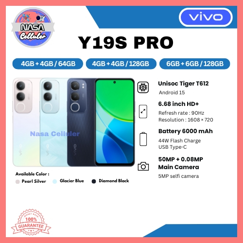 HP VIVO Y19S PRO 6/128GB, Y19S PRO 4/128GB, Y19S PRO 4/64GB & Y19S 6/128GB (GARANSI RESMI VIVO)