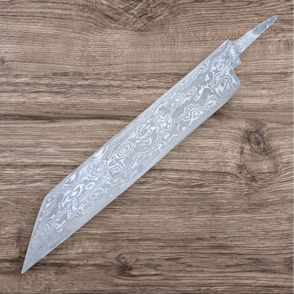 pisdap bahan baja damascus pamor asli ukuran 20cm lebar 3,5-4cm