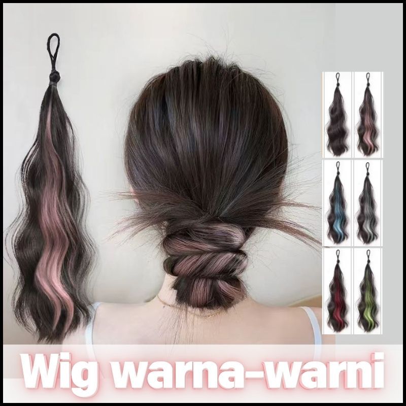 HIL-0183 Rambut palsu ekor kuda merah berwarna Kunciran jepit Rambut Palsu wig perempuan panjang Wig