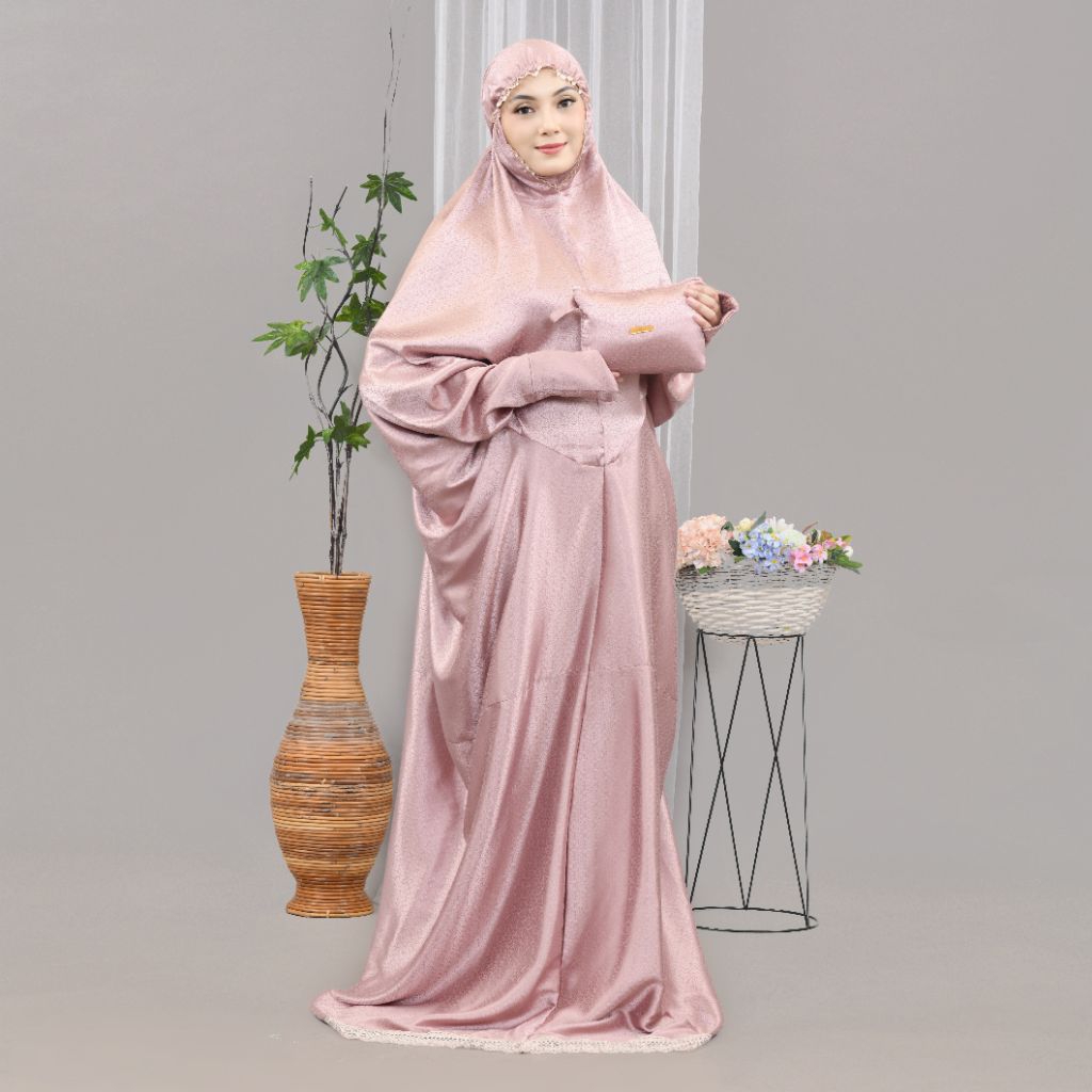 MUKENA TERUSAN DEWASA BAHAN SUTRA SILK JAGUARD/Mukena Terusan HALUS LEMBUT ADEM Nyaman