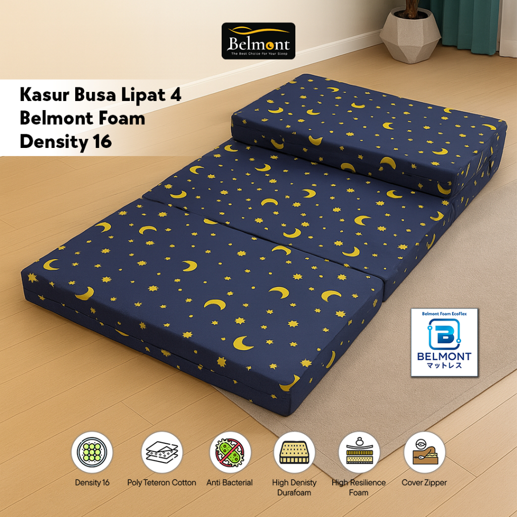 Kasur Lipat 4 Belmont Foam / Density 16 | Kasur Anak Kost | Kasur Lipat Minimalis
