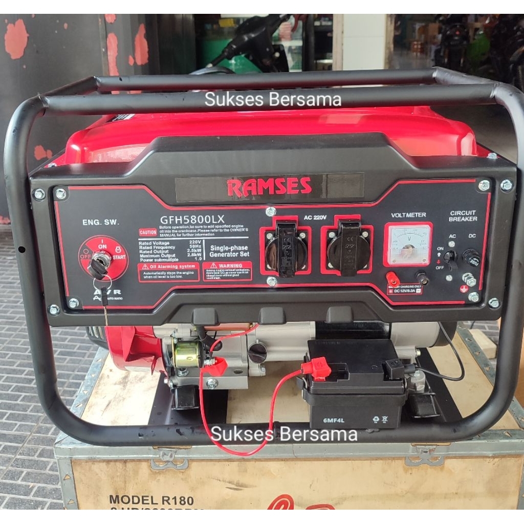 Generator / Genset Ramses GFH5800 LX (2500watt) Starter  + Aki + Roda