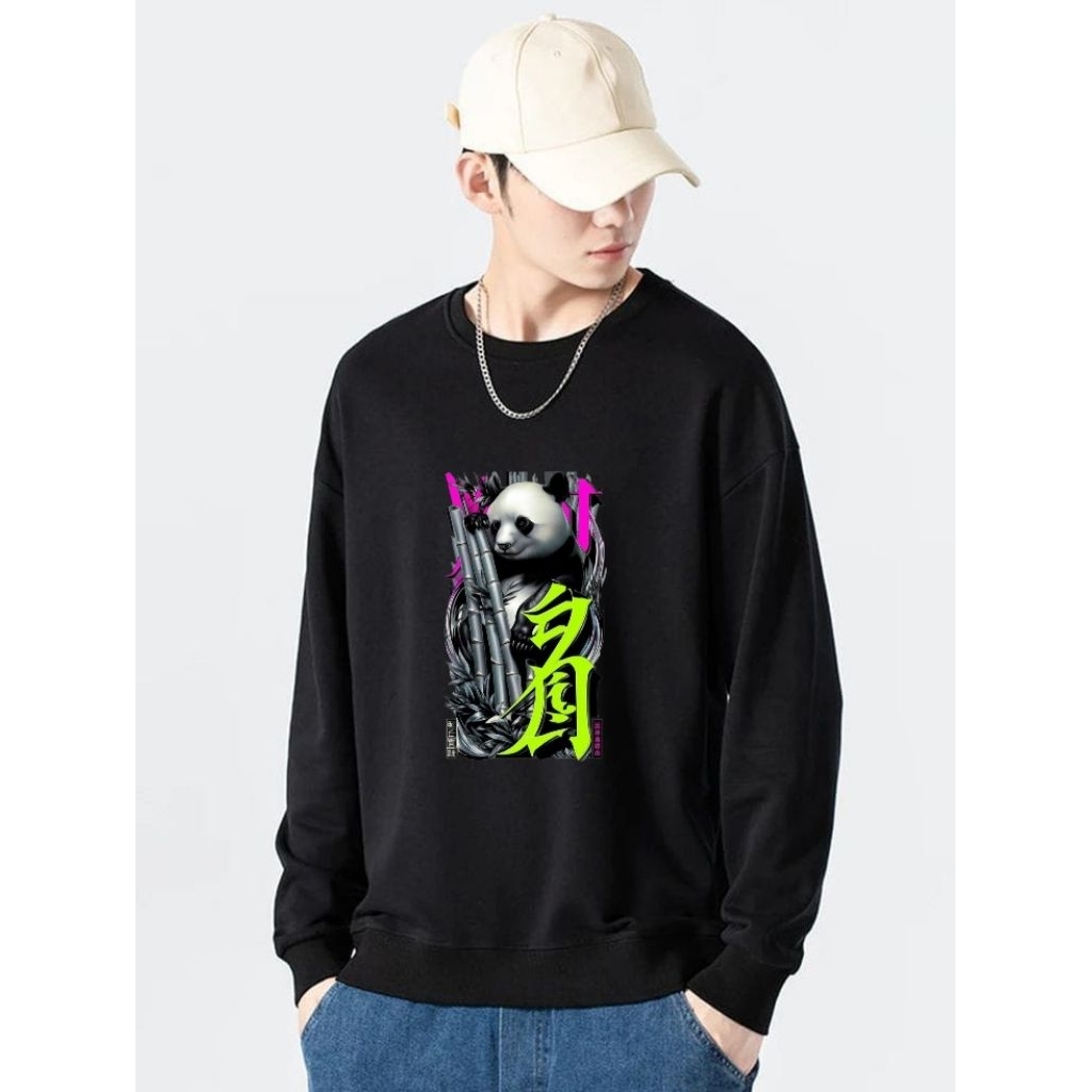 baju panda  pria terbaru lengan panjang baju kaos pria kaos pria korea baju pria trendy