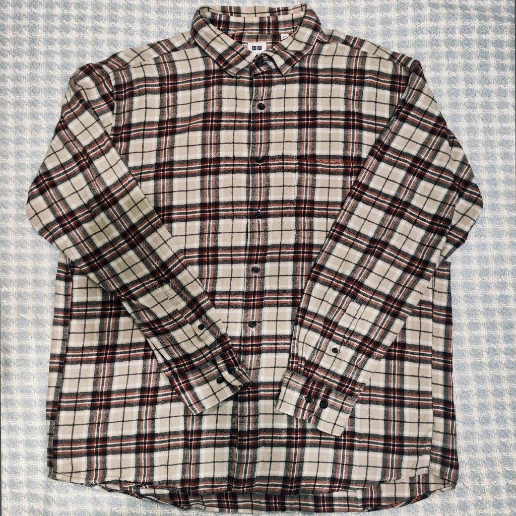 kemeja flannel kotak uniqlo pria size XXL