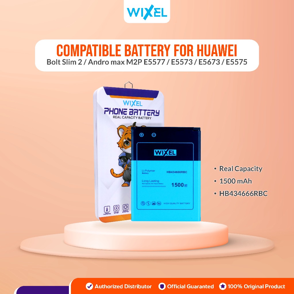 WIXEL ORIGINAL Baterai Modem Bolt Slim 2 Andromax M2P E5577 E5573 E5673 E5575 HB434666RBC Battery Ba