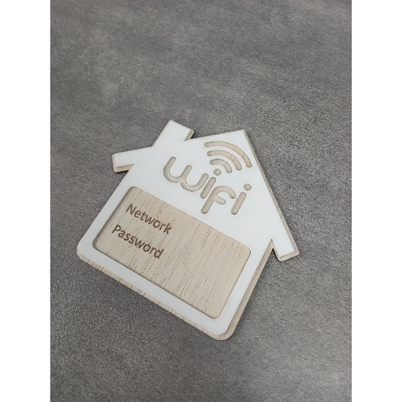 Wifi Sign Rumah Estetik Plywood |Tanda Wifi Dalam Rumah/Cafe Free Laser Data Password