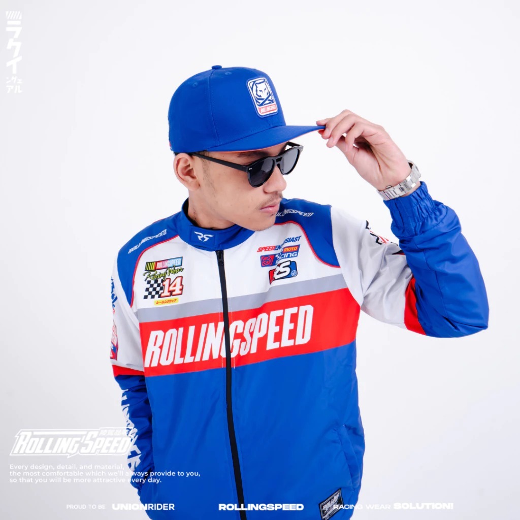 Rollingspeed - Zedway Jacket Nascar White Blue - Jaket Motor Putih Biru