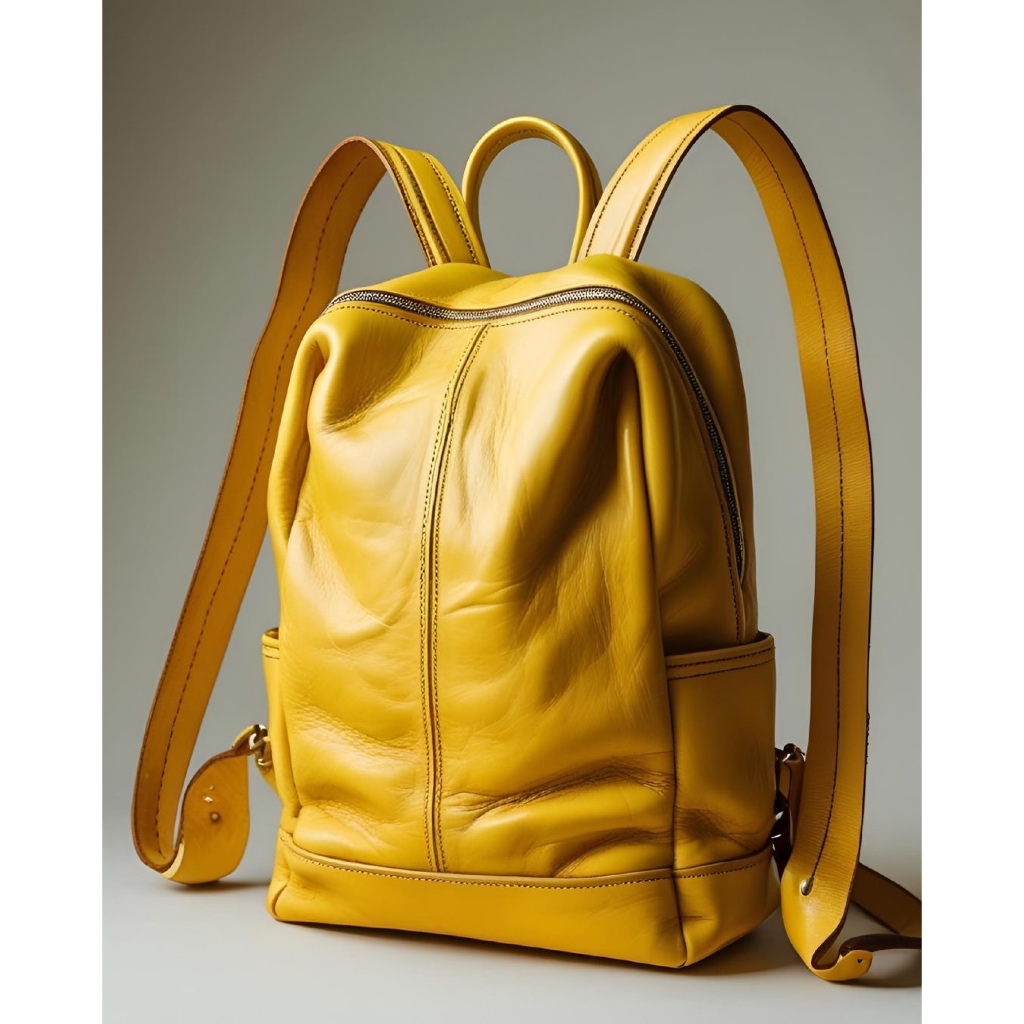 TAS RANSEL KULIT WANITA WARNA KUNING