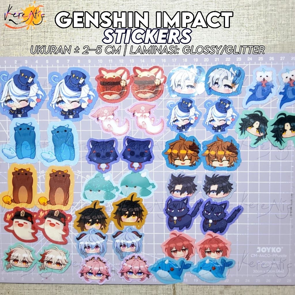 

[Fan Merchandise] Stickers Laminasi Glossy & Glitter Genshin Impact (˵ >▽< ˵)