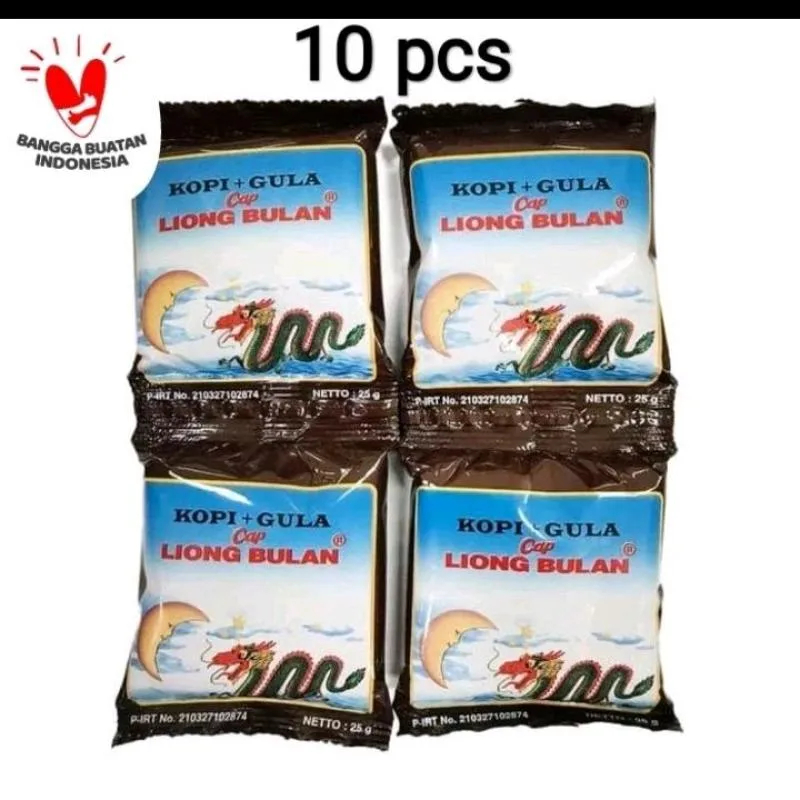 

Kopi Liong Cap Liong Bulan 1 renceng isi 10 sachet Khas Bogor | Kopi Hitam + Gula Liong Bulan Murah Promo