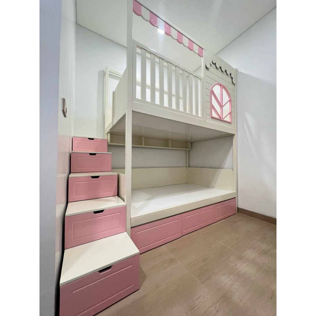 tempat tidur anak tingkat &mija belajar+lemari size kasur 120x200