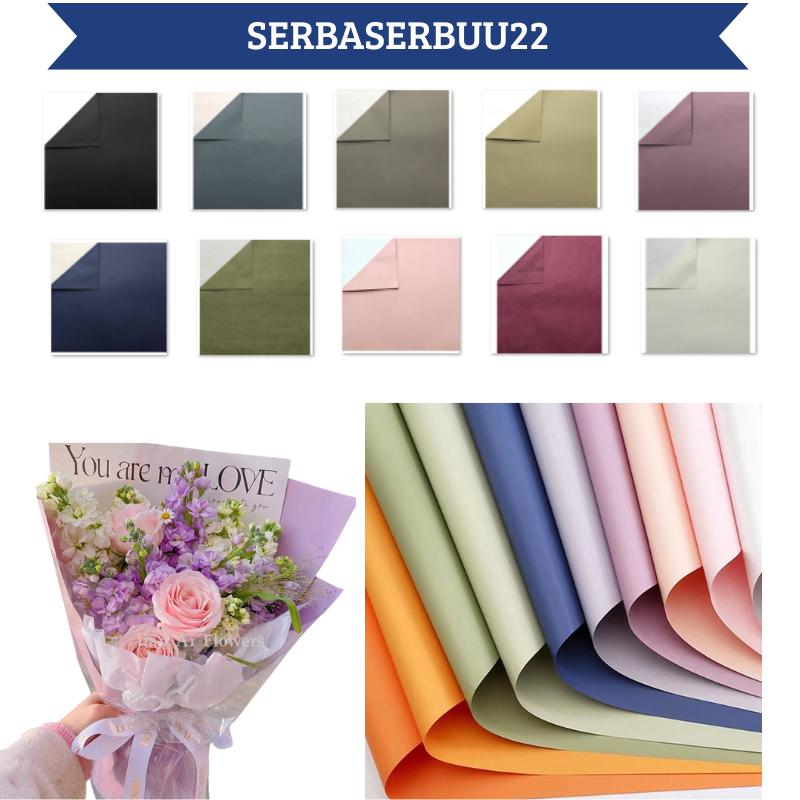 

Isi 20 LEMBAR Flower Wrapping Florist Cellophane Kertas Buket Solid Polos Full Color KB07 SS22