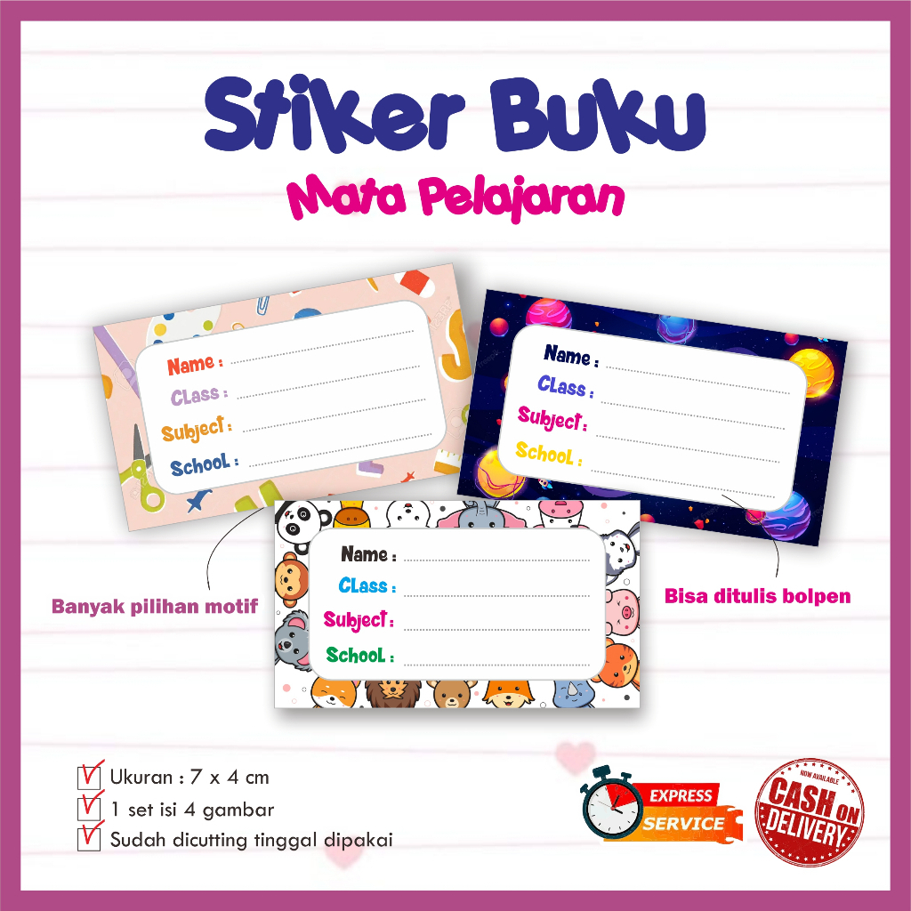 

[40 pcs] Stiker Label Mapel / Mata Pelajaran / Stiker Buku