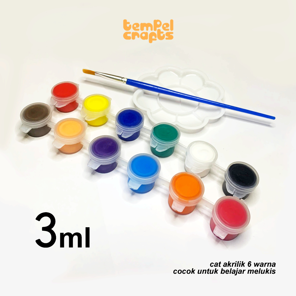 

TEMPEL CRAFTS Cat Akrilik Acrylic Color 6 3ML Untuk Bejalar Melukis Di Kanvas