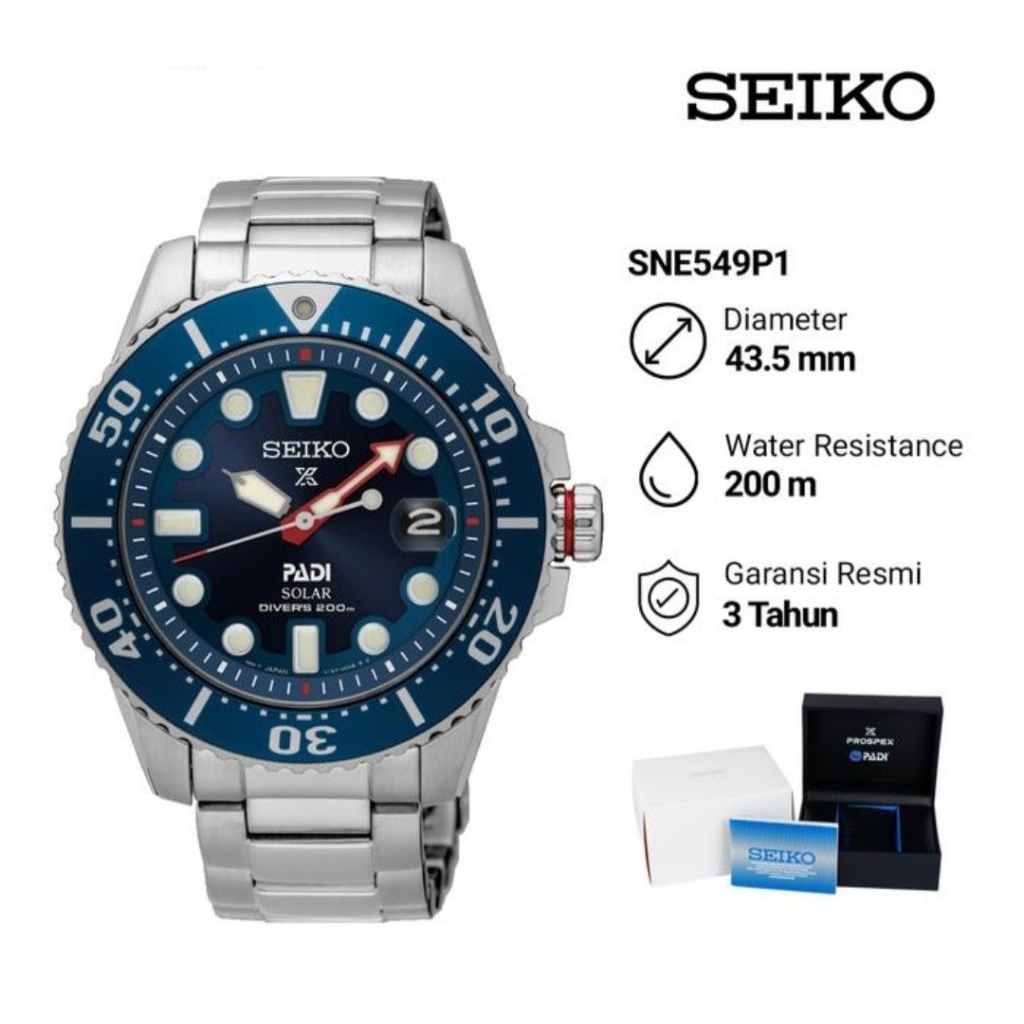 Seiko Prospex SNE549P1 Padi Solar Divers 200M Jam Tangan Pria Original