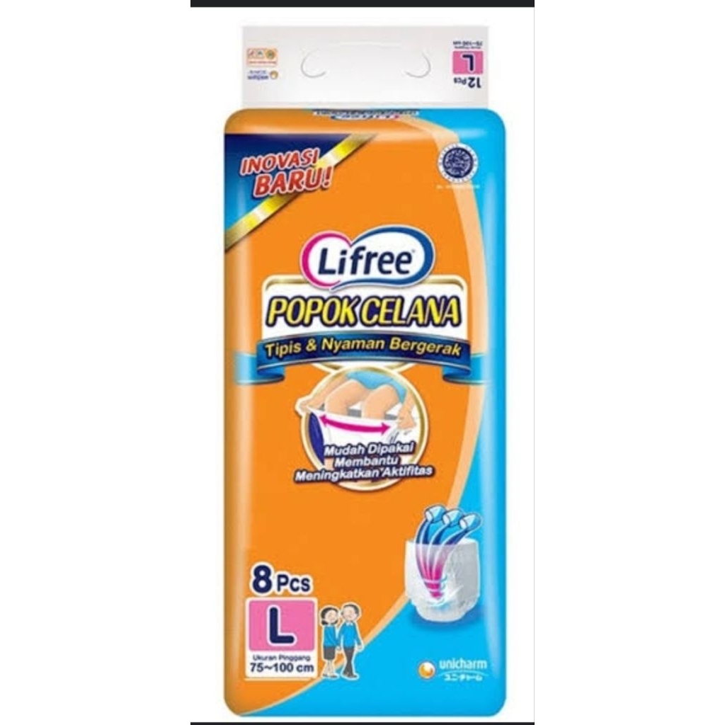Popok Celana Dewasa Lifree Pants Tipis & Nyaman Ukuran L 8Pcs
