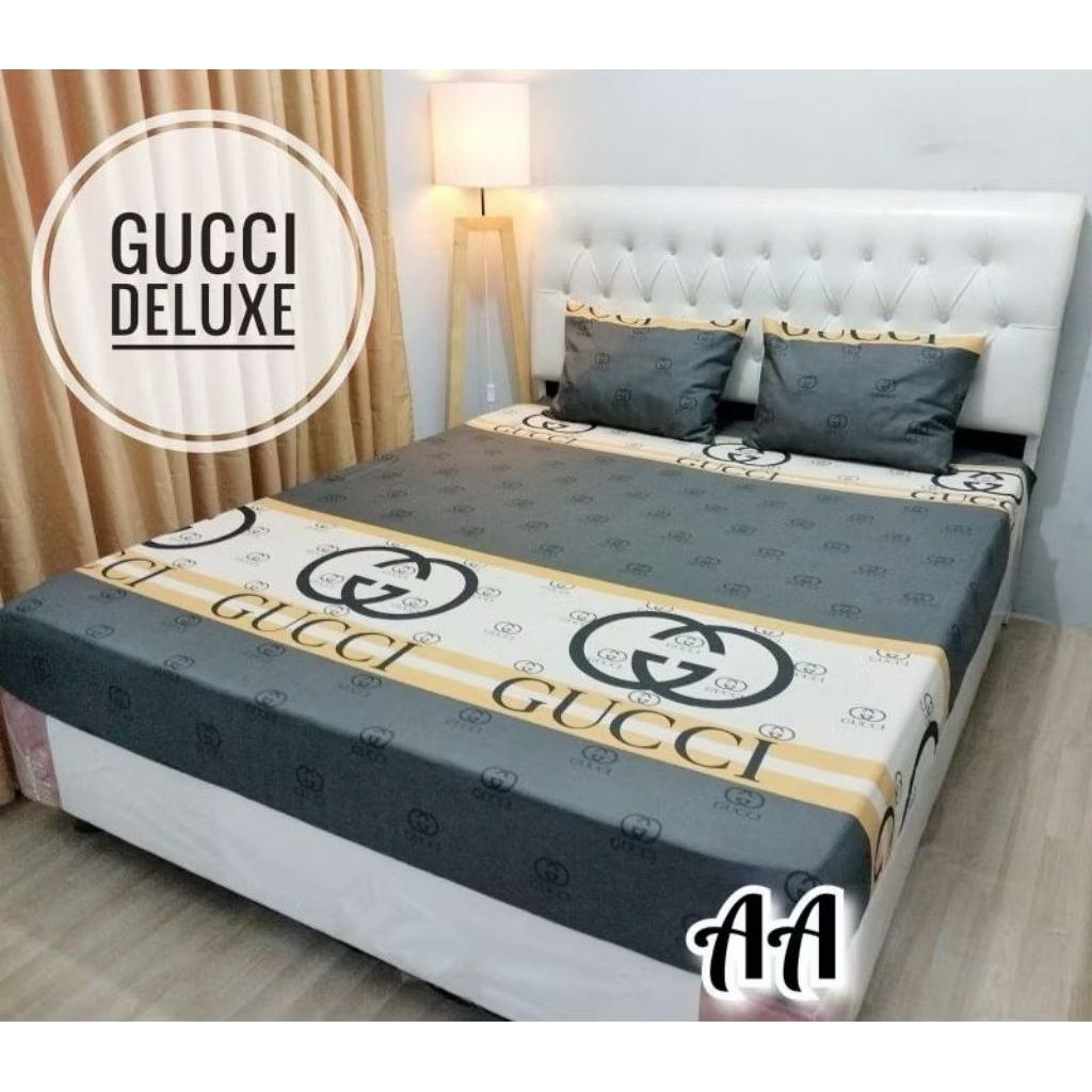VITO - SPREI KATUN SET 90/100/120/140/160/180/200 MOTIF BRAND GUCI GUCCI DELUXE ABU ABU MUDA TUA PUT
