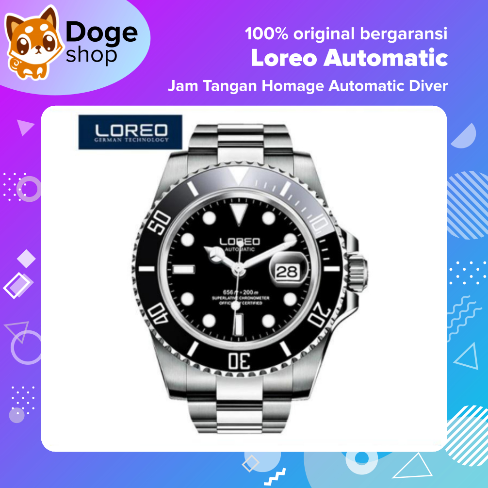 Loreo Automatic Diver Watch Homage Jam Tangan Otomatis Seagull Movement Watch Sapphire Crystal