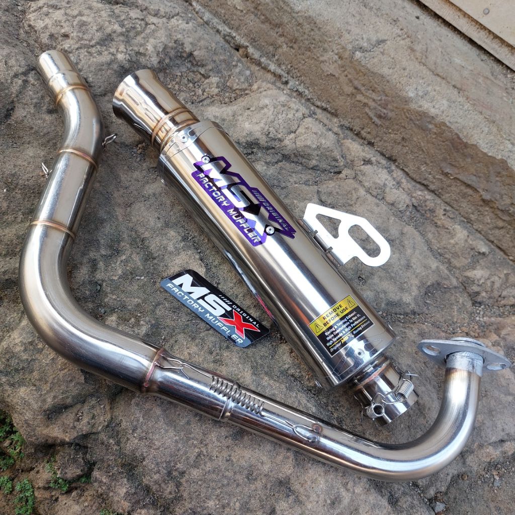 knalpot salemba ceklis original msx emblem blu titanium Daeng samplong inlet 38 buat motor mio beat 