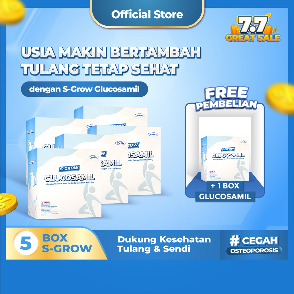 

S-GROW GLUCOSAMIL 5 BOX - Susu Bubuk Dewasa Vanila [Untuk Tulang & Sendi]